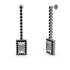 Sallantılı Via Küpe - Swarovski ve siyah zirkon 8 ayar beyaz altın küpe #79ygjv