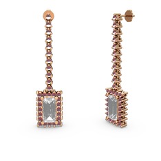Sallantılı Via Küpe - Swarovski ve kök yakut 8 ayar rose altın küpe #7kojw2