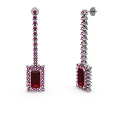 Garnet ve rodolit garnet 14 ayar beyaz altın küpe