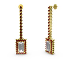 Sallantılı Via Küpe - Swarovski ve garnet 14 ayar altın küpe #dvrcuj