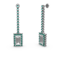 Sallantılı Via Küpe - Swarovski ve kök zümrüt 18 ayar beyaz altın küpe #eqfptv