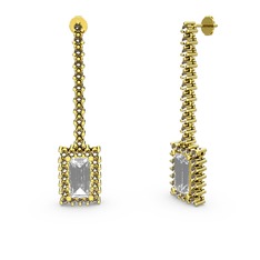 Swarovski ve dumanlı kuvars 8 ayar altın küpe