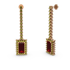 Sallantılı Via Küpe - Garnet ve peridot 14 ayar rose altın küpe #gdpw9i