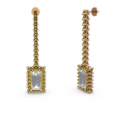 Swarovski ve peridot 14 ayar rose altın küpe