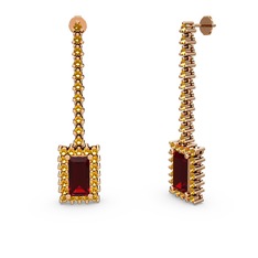 Garnet ve sitrin 8 ayar rose altın küpe