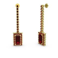 Sallantılı Via Küpe - Garnet 14 ayar altın küpe #k9z4yw