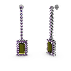 Peridot ve ametist 925 ayar gümüş küpe