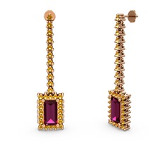 Sallantılı Via Küpe - Rodolit garnet ve sitrin 14 ayar rose altın küpe #lj6r7s