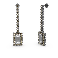 Sallantılı Via Küpe - Swarovski ve dumanlı kuvars 925 ayar siyah rodyum kaplama gümüş küpe #ll3ez3