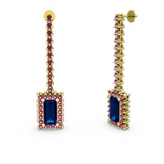 Lab safir ve rodolit garnet 925 ayar altın kaplama gümüş küpe