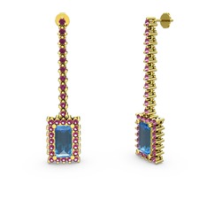 Sallantılı Via Küpe - Akuamarin ve rodolit garnet 14 ayar altın küpe #nebin5