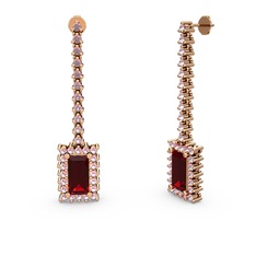Garnet ve pembe kuvars 925 ayar rose altın kaplama gümüş küpe