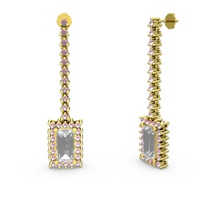 Swarovski ve pembe kuvars 925 ayar altın kaplama gümüş küpe