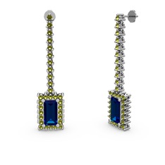 Sallantılı Via Küpe - Lab safir ve peridot 18 ayar beyaz altın küpe #pnuyas