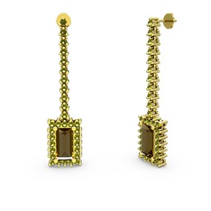 Sallantılı Via Küpe - Dumanlı kuvars ve peridot 14 ayar altın küpe #rc7hb8