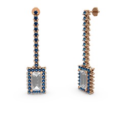 Sallantılı Via Küpe - Swarovski ve lab safir 14 ayar rose altın küpe #rg88cn