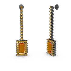 Sallantılı Via Küpe - Sitrin 925 ayar siyah rodyum kaplama gümüş küpe #shqugi