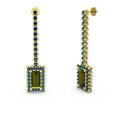 Peridot ve lab safir 8 ayar altın küpe