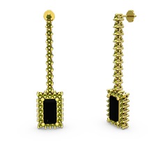 Siyah zirkon ve peridot 18 ayar altın küpe