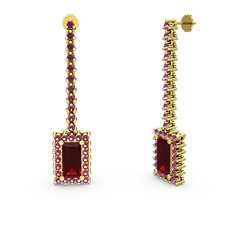 Sallantılı Via Küpe - Garnet ve rodolit garnet 14 ayar altın küpe #ty3sbe
