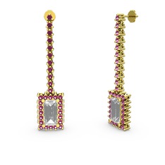 Sallantılı Via Küpe - Swarovski ve rodolit garnet 8 ayar altın küpe #ulepac