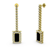 Sallantılı Via Küpe - Siyah zirkon ve swarovski 18 ayar altın küpe #vlqqmd