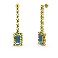 Akuamarin ve peridot 18 ayar altın küpe