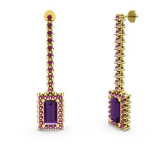 Sallantılı Via Küpe - Ametist ve rodolit garnet 8 ayar altın küpe #wu3rsz