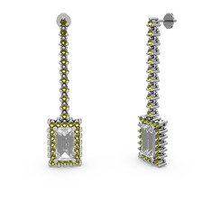 Swarovski ve peridot 14 ayar beyaz altın küpe