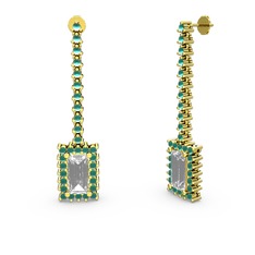 Sallantılı Via Küpe - Swarovski ve kök zümrüt 925 ayar altın kaplama gümüş küpe #xy6edg