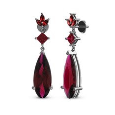 Dillon Küpe - Rodolit garnet ve garnet 18 ayar beyaz altın küpe #1ad95ie