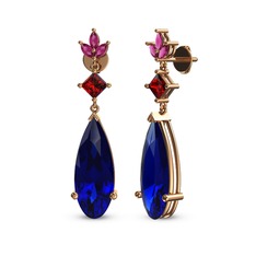 Dillon Küpe - Lab safir, garnet ve rodolit garnet 18 ayar rose altın küpe #1bvbubh