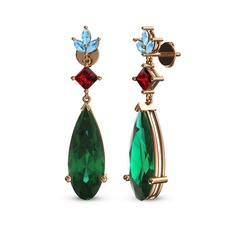 Dillon Küpe - Yeşil kuvars, garnet ve akuamarin 925 ayar rose altın kaplama gümüş küpe #1h9kmrx