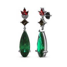 Dillon Küpe - Yeşil kuvars, dumanlı kuvars ve garnet 925 ayar gümüş küpe #1iogl4o