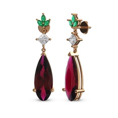 Dillon Küpe - Rodolit garnet, swarovski ve yeşil kuvars 18 ayar rose altın küpe #1qa9uuv