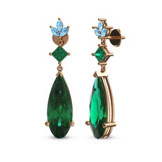 Dillon Küpe - Yeşil kuvars ve akuamarin 925 ayar rose altın kaplama gümüş küpe #1sja5y4