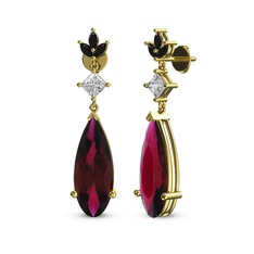 Dillon Küpe - Rodolit garnet, swarovski ve siyah zirkon 925 ayar altın kaplama gümüş küpe #1t0zsc4