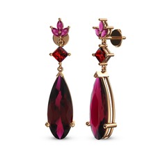 Rodolit garnet ve garnet 18 ayar rose altın küpe