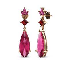 Dillon Küpe - Pembe kuvars, garnet ve rodolit garnet 925 ayar rose altın kaplama gümüş küpe #1tzat7e