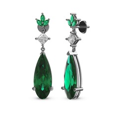 Dillon Küpe - Yeşil kuvars ve swarovski 18 ayar beyaz altın küpe #6gwlo7