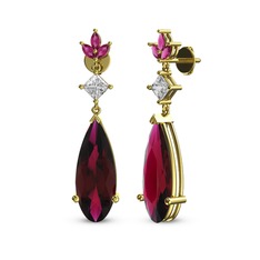 Dillon Küpe - Rodolit garnet ve swarovski 8 ayar altın küpe #7s3dbe