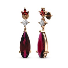 Dillon Küpe - Rodolit garnet, swarovski ve garnet 14 ayar rose altın küpe #8gjmxn