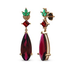 Dillon Küpe - Rodolit garnet, garnet ve yeşil kuvars 14 ayar rose altın küpe #akeo69