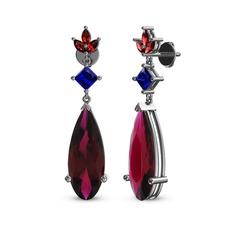 Dillon Küpe - Rodolit garnet, lab safir ve garnet 14 ayar beyaz altın küpe #arjb53