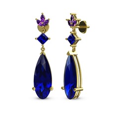 Dillon Küpe - Lab safir ve ametist 18 ayar altın küpe #do8rnl