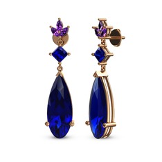 Dillon Küpe - Lab safir ve ametist 8 ayar rose altın küpe #f11o9k