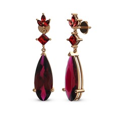 Rodolit garnet ve garnet 14 ayar rose altın küpe