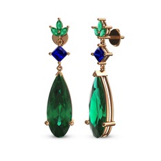 Dillon Küpe - Yeşil kuvars ve lab safir 14 ayar rose altın küpe #qicibo