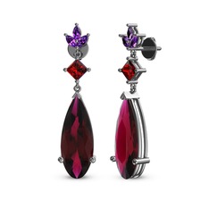 Dillon Küpe - Rodolit garnet, garnet ve ametist 14 ayar beyaz altın küpe #sg1xa4