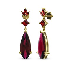 Rodolit garnet ve garnet 8 ayar altın küpe